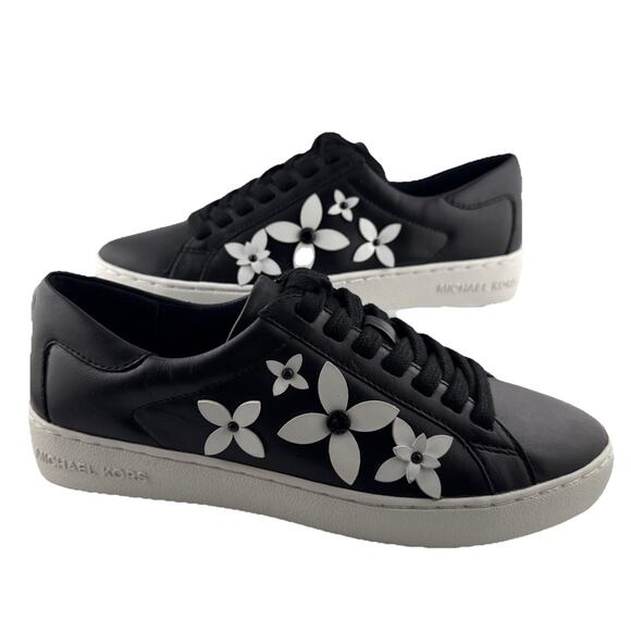 Michael Kors Women's Lola Leather Low Top Fashion‎ Sneaker Black, Size 7M NEW - Picture 1 of 12